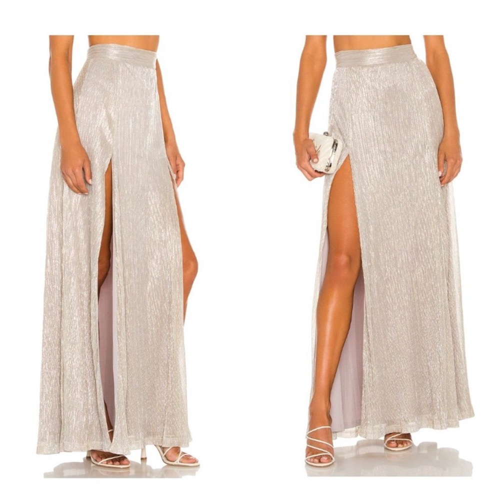 Nookie | NWT Alchemy Metallic Silver Maxi Skirt in Crystal Size XS